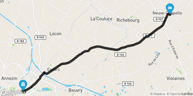 Itinéraire vers Béthune