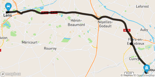 Itinéraire vers Douai