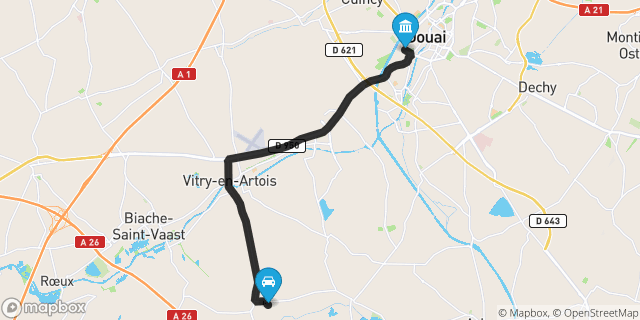 Itinéraire vers Douai