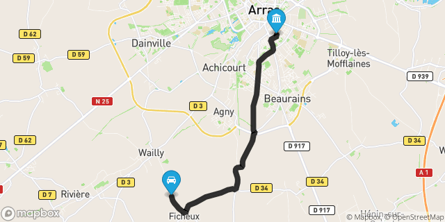 Itinéraire vers Arras