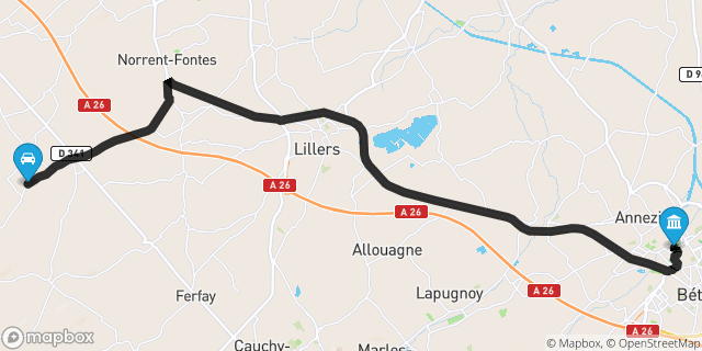 Itinéraire vers Béthune