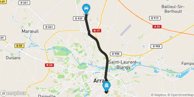 Itinéraire vers Arras