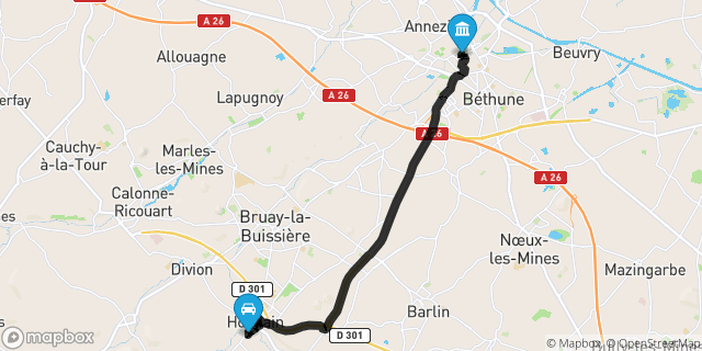 Itinéraire vers Béthune