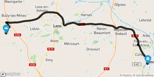 Itinéraire vers Douai