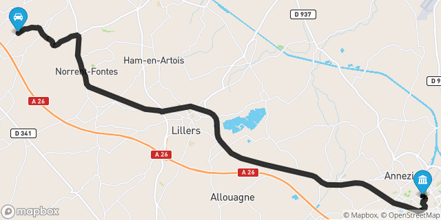 Itinéraire vers Béthune