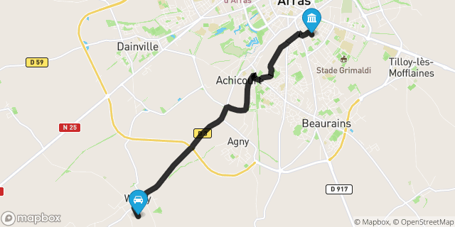Itinéraire vers Arras