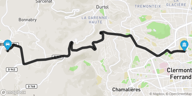 Itinéraire vers Clermont-Ferrand