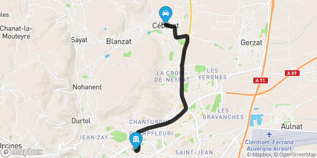 Itinéraire vers Clermont-Ferrand