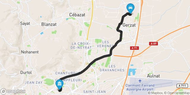 Itinéraire vers Clermont-Ferrand