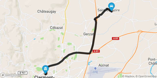 Itinéraire vers Clermont-Ferrand