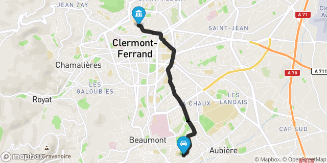 Itinéraire vers Clermont-Ferrand