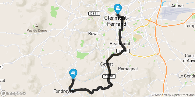Itinéraire vers Clermont-Ferrand