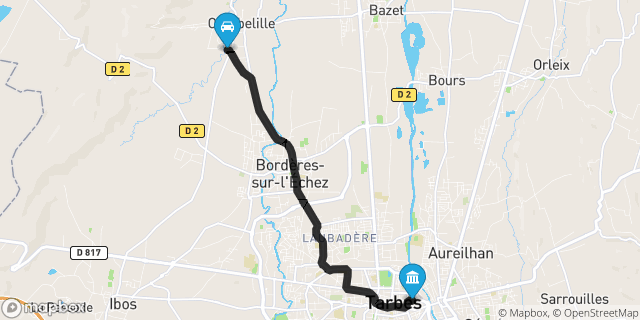Itinéraire vers Tarbes