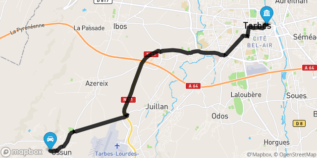 Itinéraire vers Tarbes