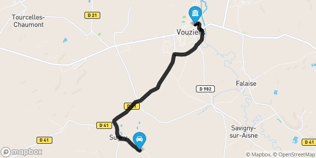 Itinéraire vers Vouziers