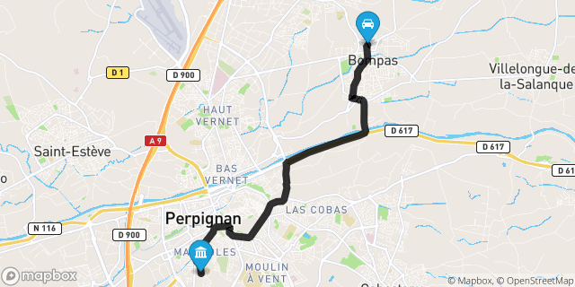Itinéraire vers Perpignan