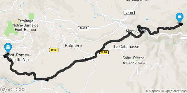 Itinéraire vers Font-Romeu-Odeillo-Via