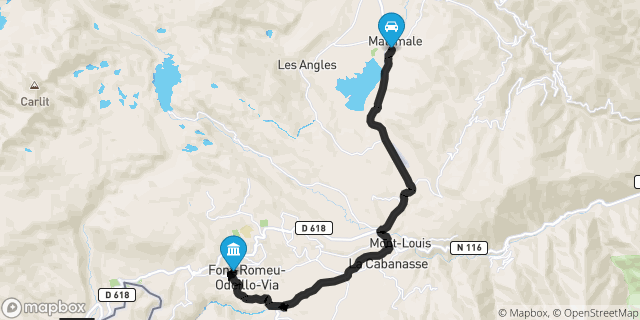 Itinéraire vers Font-Romeu-Odeillo-Via