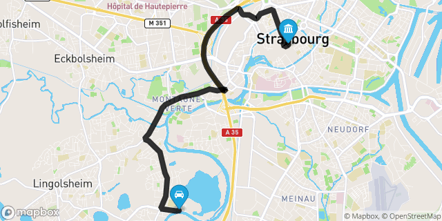 Itinéraire vers Strasbourg