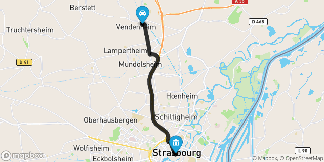 Itinéraire vers Strasbourg