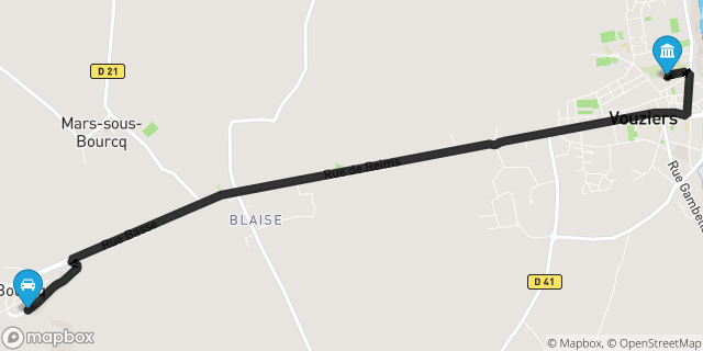 Itinéraire vers Vouziers