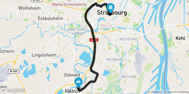 Itinéraire vers Strasbourg