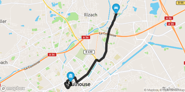 Itinéraire vers Mulhouse