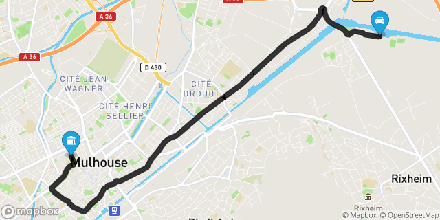 Itinéraire vers Mulhouse