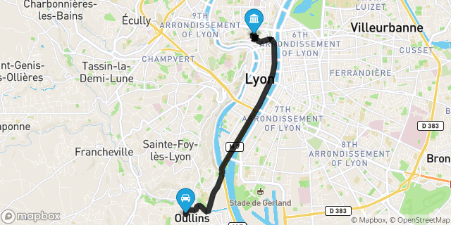 Itinéraire vers Lyon