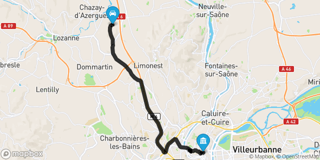 Itinéraire vers Lyon