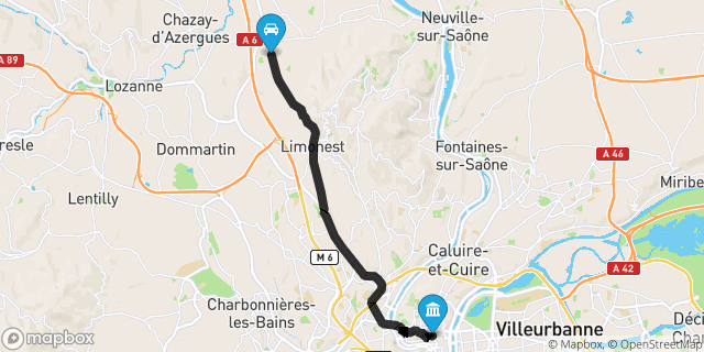 Itinéraire vers Lyon