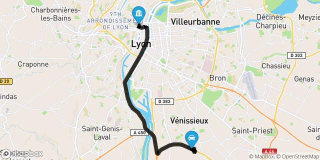 Itinéraire vers Lyon