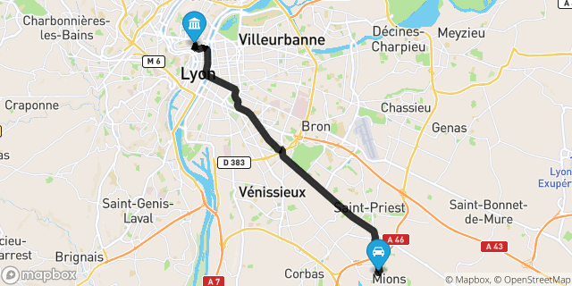 Itinéraire vers Lyon