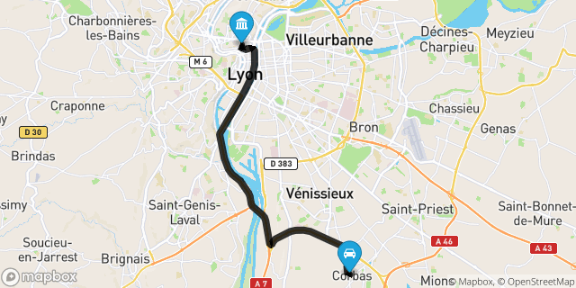 Itinéraire vers Lyon