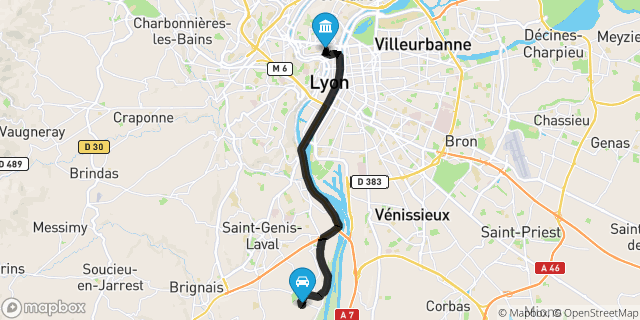 Itinéraire vers Lyon
