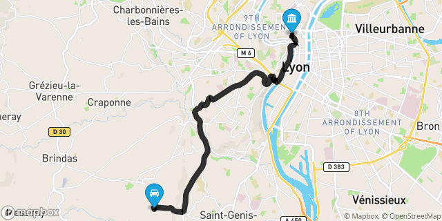 Itinéraire vers Lyon