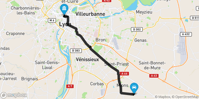 Itinéraire vers Lyon
