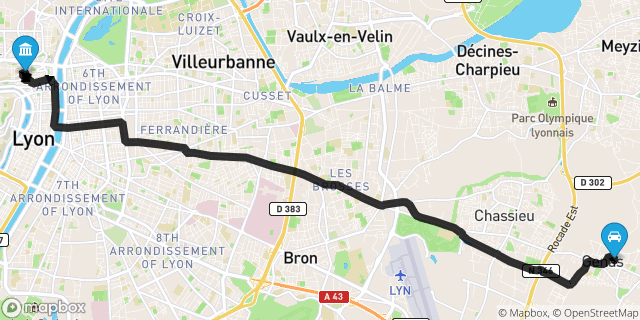 Itinéraire vers Lyon