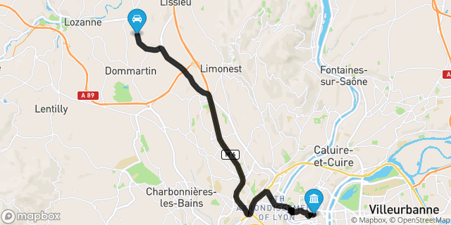 Itinéraire vers Lyon