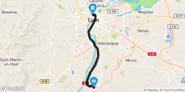 Itinéraire vers Lyon