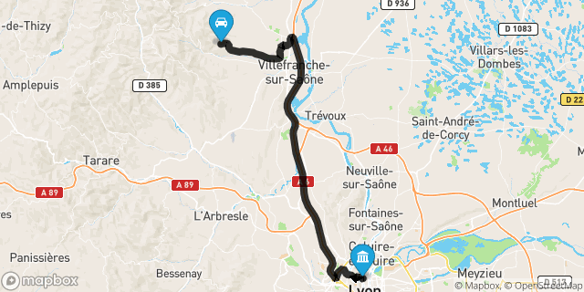 Itinéraire vers Lyon
