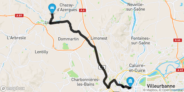 Itinéraire vers Lyon