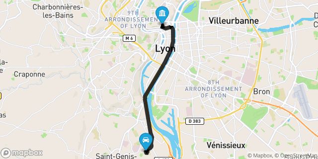 Itinéraire vers Lyon