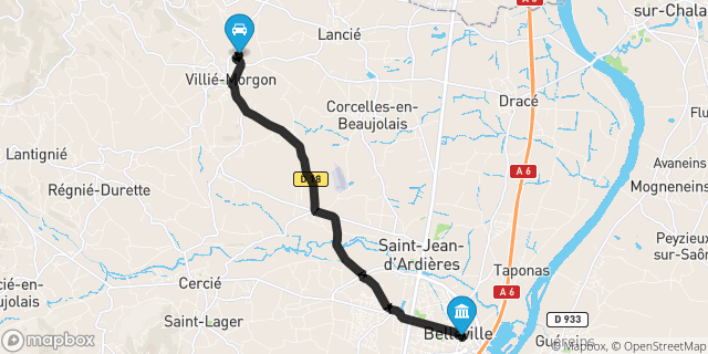 Itinéraire vers Belleville