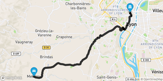 Itinéraire vers Lyon