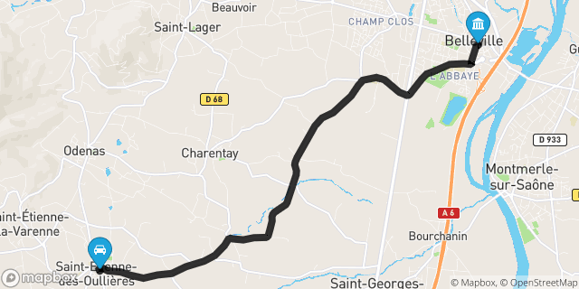Itinéraire vers Belleville