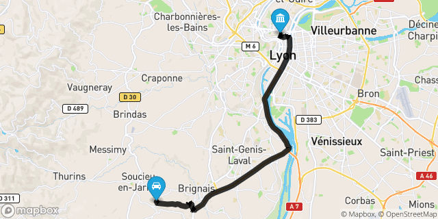 Itinéraire vers Lyon