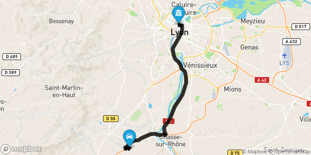 Itinéraire vers Lyon