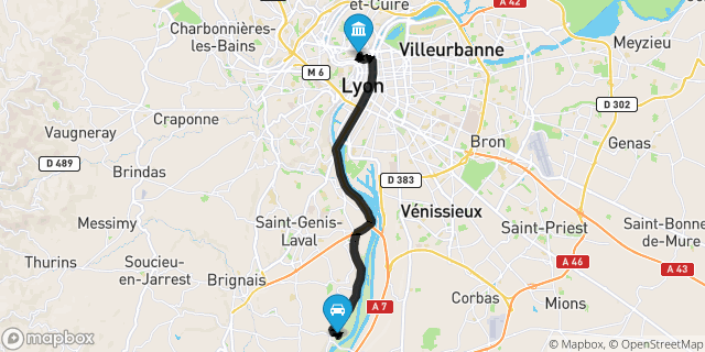 Itinéraire vers Lyon