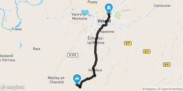 Itinéraire vers Vesoul